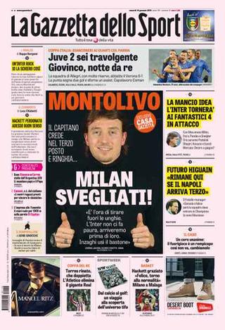 Capa do jornal La Gazzetta dello Sport