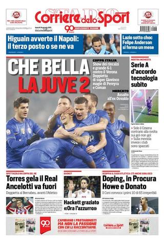 Capa do jornal Corriere dello Sport