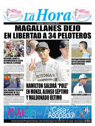 Capa do jornal Diario La Hora (deportes)