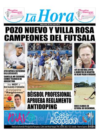 Capa do jornal Diario La Hora (deportes)