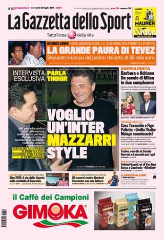 Capa do jornal La Gazzetta dello Sport