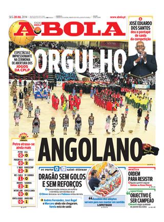 Capa do jornal A Bola - Angola