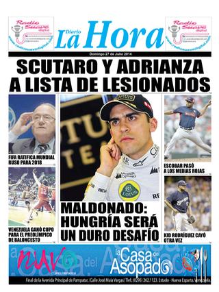 Capa do jornal Diario La Hora (deportes)