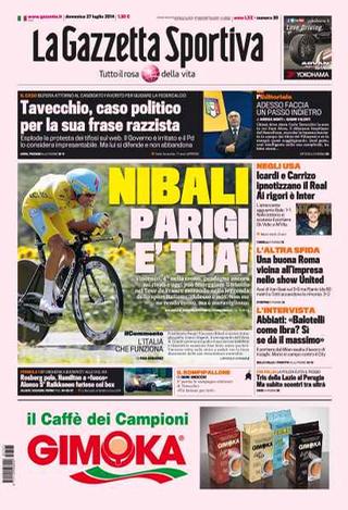 Capa do jornal La Gazzetta dello Sport