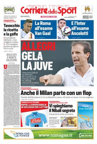 Capa fazer Jornal Corriere dello Sport