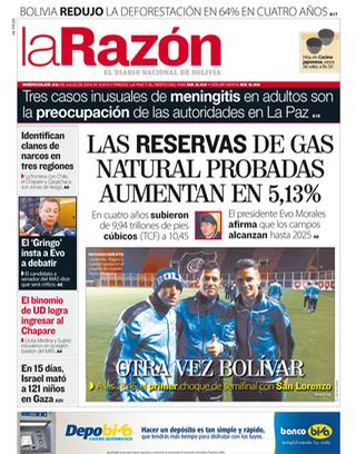 Capa do jornal Marcas (La Razón)