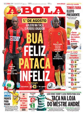 Capa do jornal A Bola - Angola