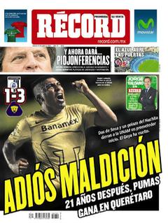 Capa do jornal Record