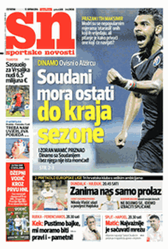 Capa do jornal Sportske Novosti