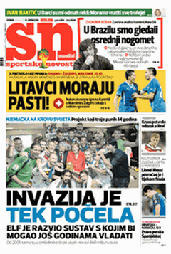 Capa do jornal Sportske Novosti